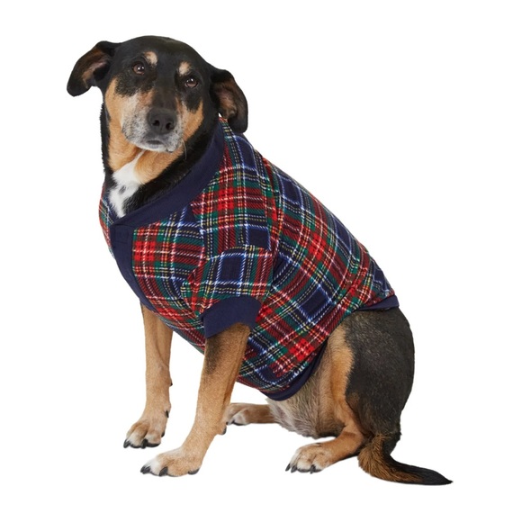 🎁 NWT Eddie Bauer Dog Christmas Holiday Vest Shirt Sweater Plaid Size M / L